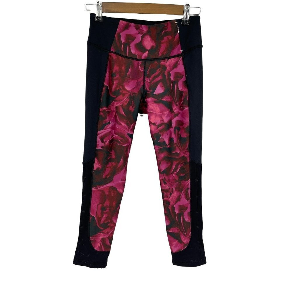 CALIA Mesh Slit 7/8 Floral Fuchsia Leggings Size S